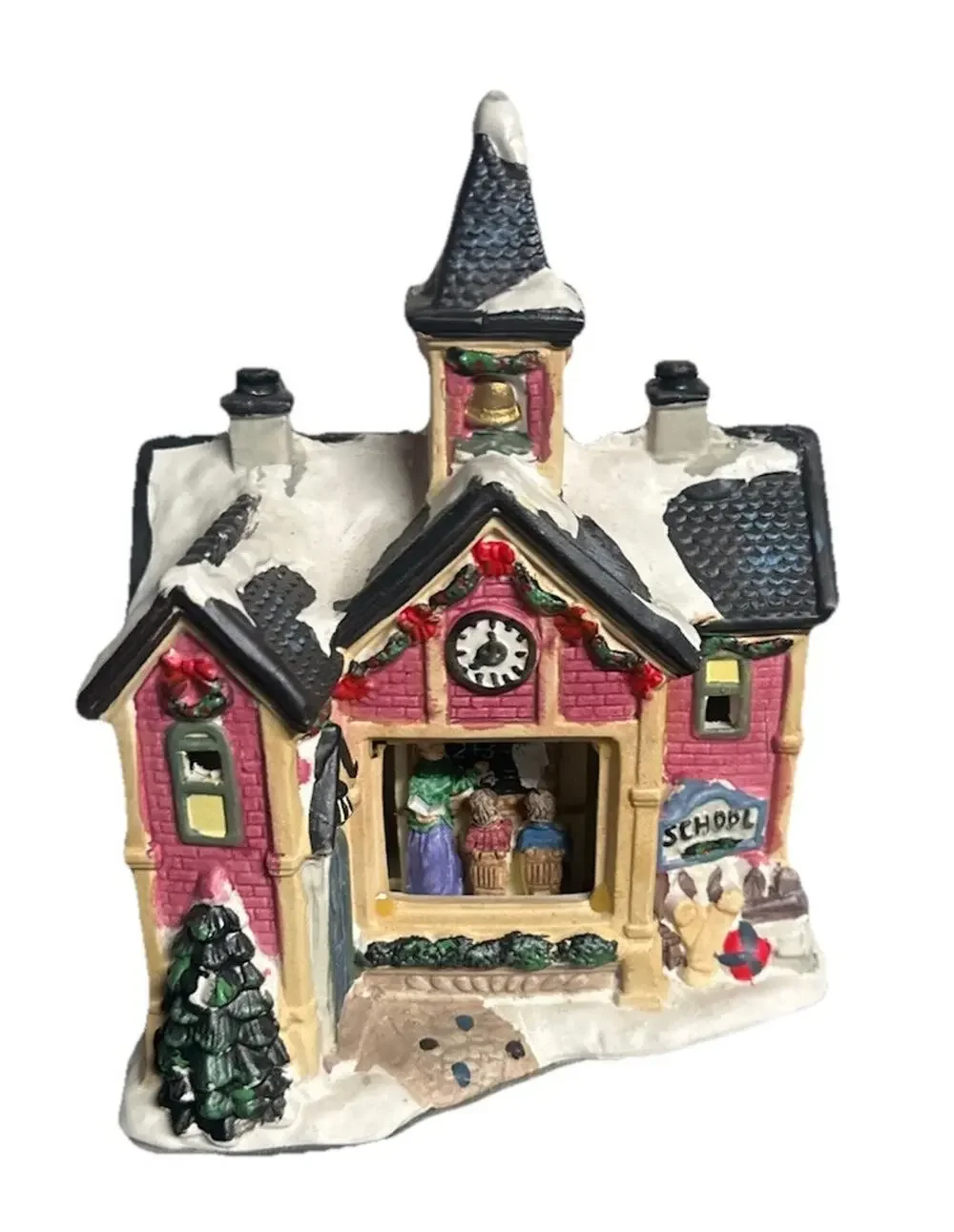 Illuminated Christmas Village School House - Holiday Decor